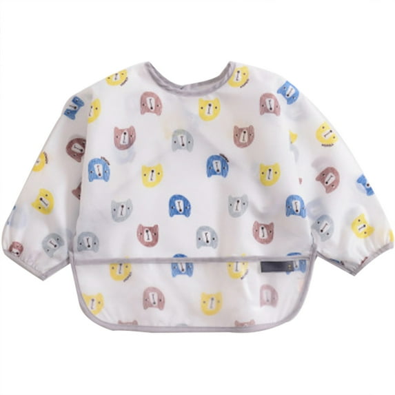 TureClos Baby Bibs Boys Girls Infant Tops Waterproof Cartoon Design Long Sleeve Unisex Toddler Clothes