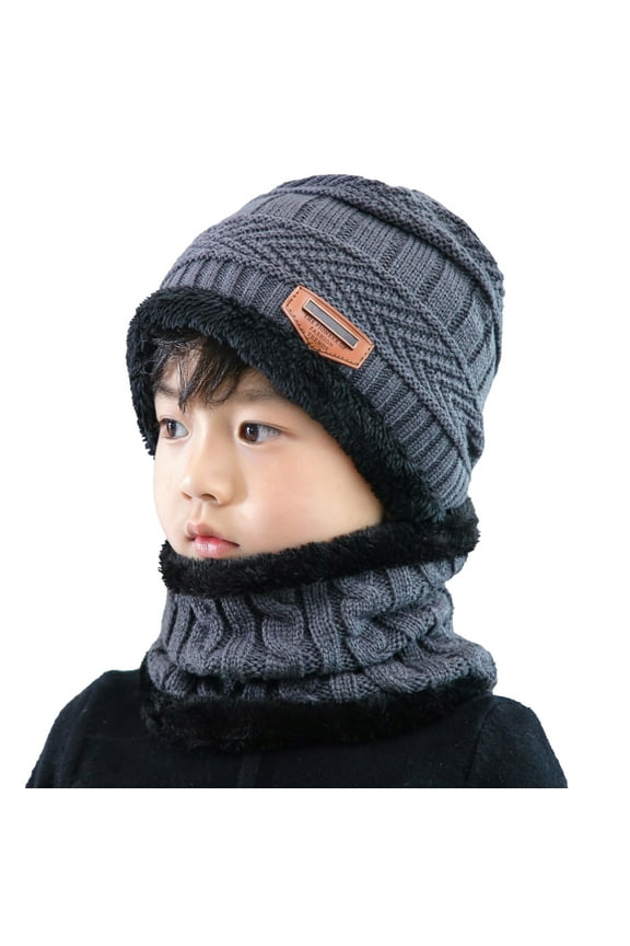 Children Boys Winter Knit Cap Beanie Hat Fleece Lined Hat for Toddler Boy Girls Children