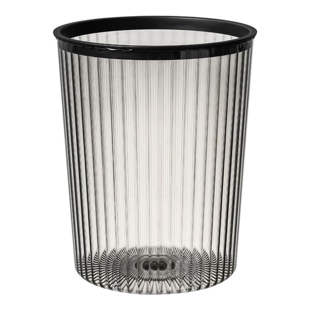 TureClos Clear Trash Can Without Lid Stripe Shaped Garbage Bin Plastic