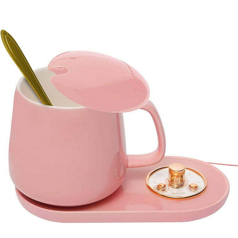 TureClos Coffee Cup Warmer USB Tea Mug Warmer Portable Electric Heating  Water Cup Mat for Home Office, Pink 