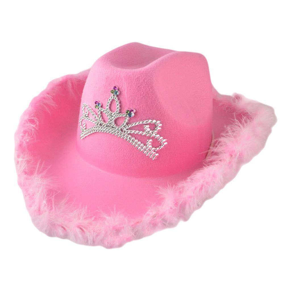 TureClos Cowboy Cowgirl Hat with Crown Wide Brim for Girls Fancy Dress