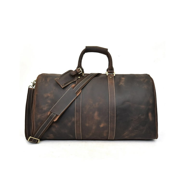 【即完アイテム】LEATHER HOLIDAY BAG TureClos Handbag Multi-functional Compartment Leather Hand Weekend