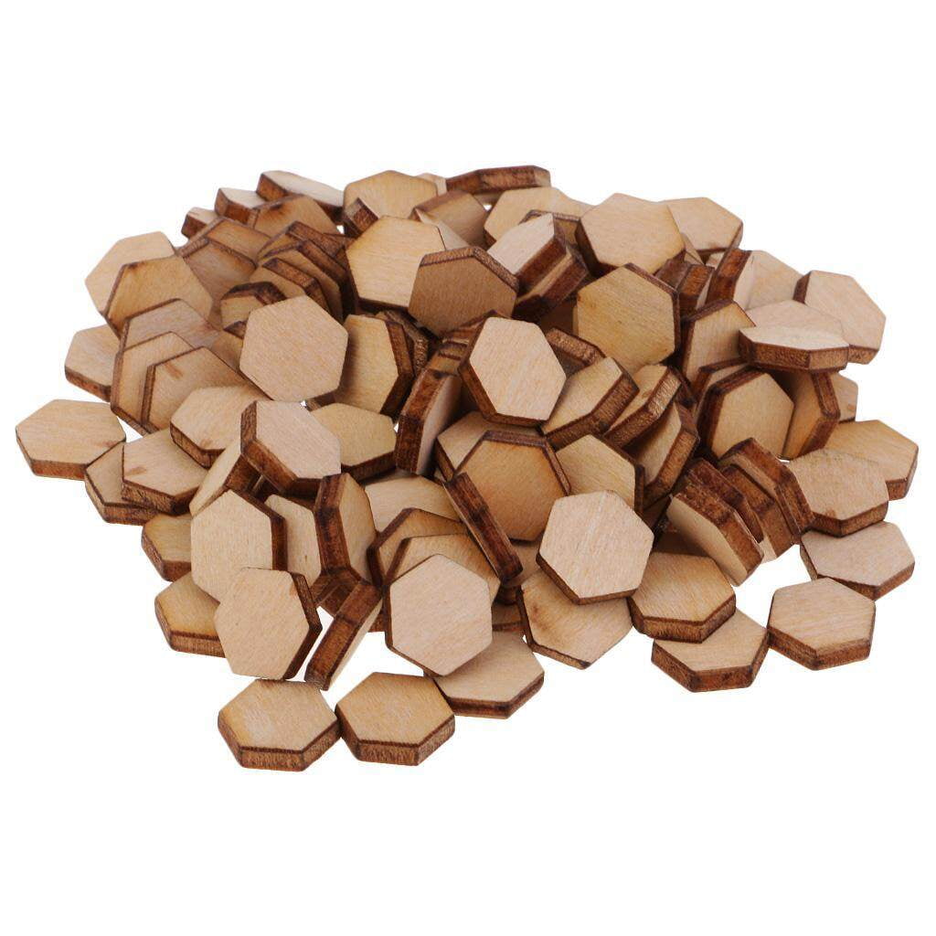 TureClos Hexagon Shaped Wooden Embellishments Shapes for Craft Decor