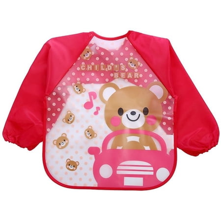 TureClos Lovely Baby Bibs Infant Long Sleeve Waterproof Baby Feeding Smock Children Plastic Coverall Bib Toddler Scarf