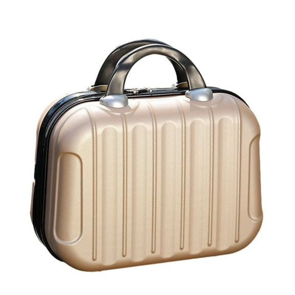 TureClos Makeup Storage Organizer Travel ABS Toiletry Suitcase Box Mini Boarding Luggage Cosmetic Case Large Capacity Bag Champagne