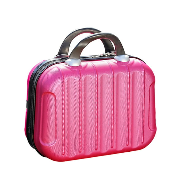 TureClos Makeup Storage Organizer Travel ABS Toiletry Suitcase Box Mini Boarding Luggage Cosmetic Case Large Capacity Bag Rose red