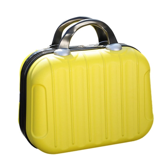 TureClos Makeup Storage Organizer Travel ABS Toiletry Suitcase Box Mini Boarding Luggage Cosmetic Case Large Capacity Bag Yellow