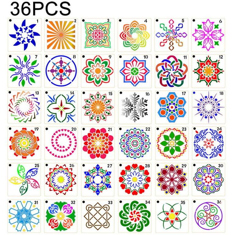 64Pcs Mandala Stencils Mandala Dot Painting Stencils Templates for