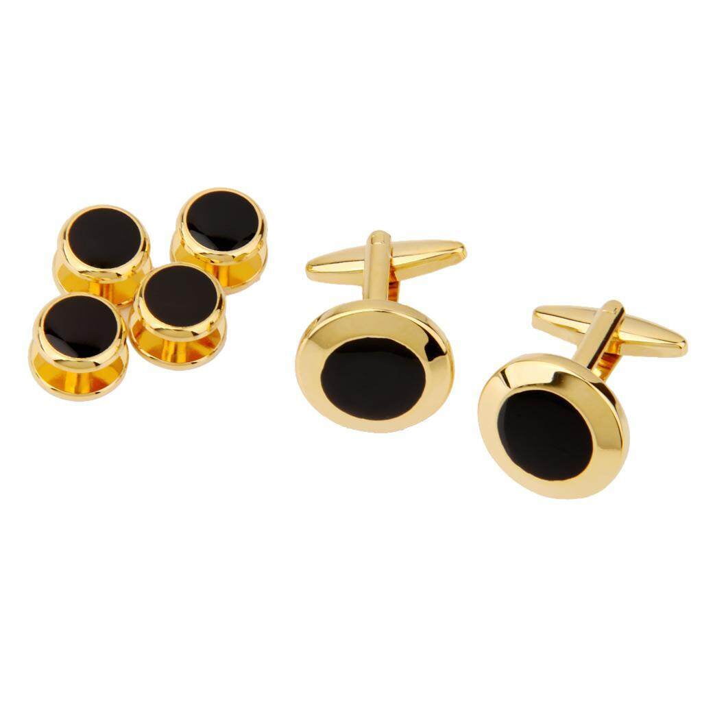 TureClos Men Gold Black Tuxedo Cufflinks Formal Dress Shirt Cuff Links