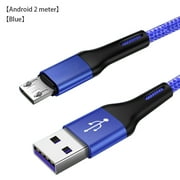 TureClos Phone Cable Nylon USB Cable Fast Charging Data Line Replacement for Android Micro USB, Blue, 2m