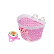 TureClos Plastic Children Bicycles Basket Detachable Colorful Lovely Replacement Outdoor Cycle Holder Accessories with Bell
