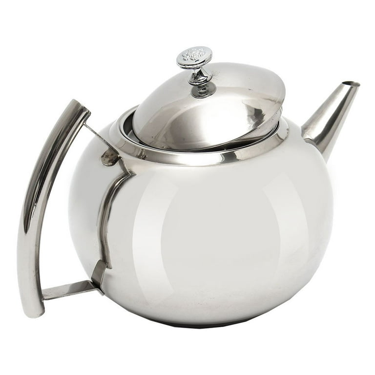 Tea Pot, Satin Polish Stainless Steel Insulated Teapot Coffee Tea Kettle  Pot with Lid, Teapot Coffee Pouring Pot with Tea Infuser Strainer, Mirror  Finish, 35 Oz/1 Liter 