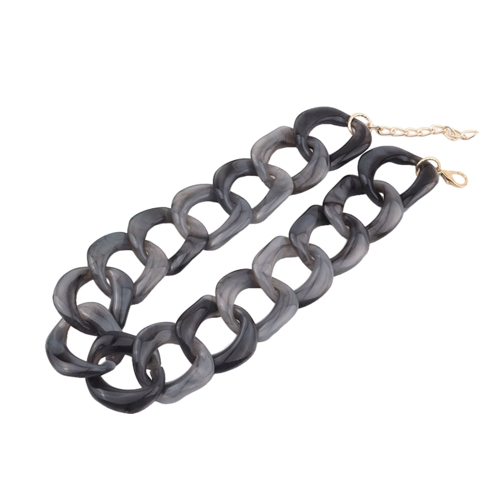TureClos Retro Choker Necklace Plastic Acrylic Link Fashion Paperclip