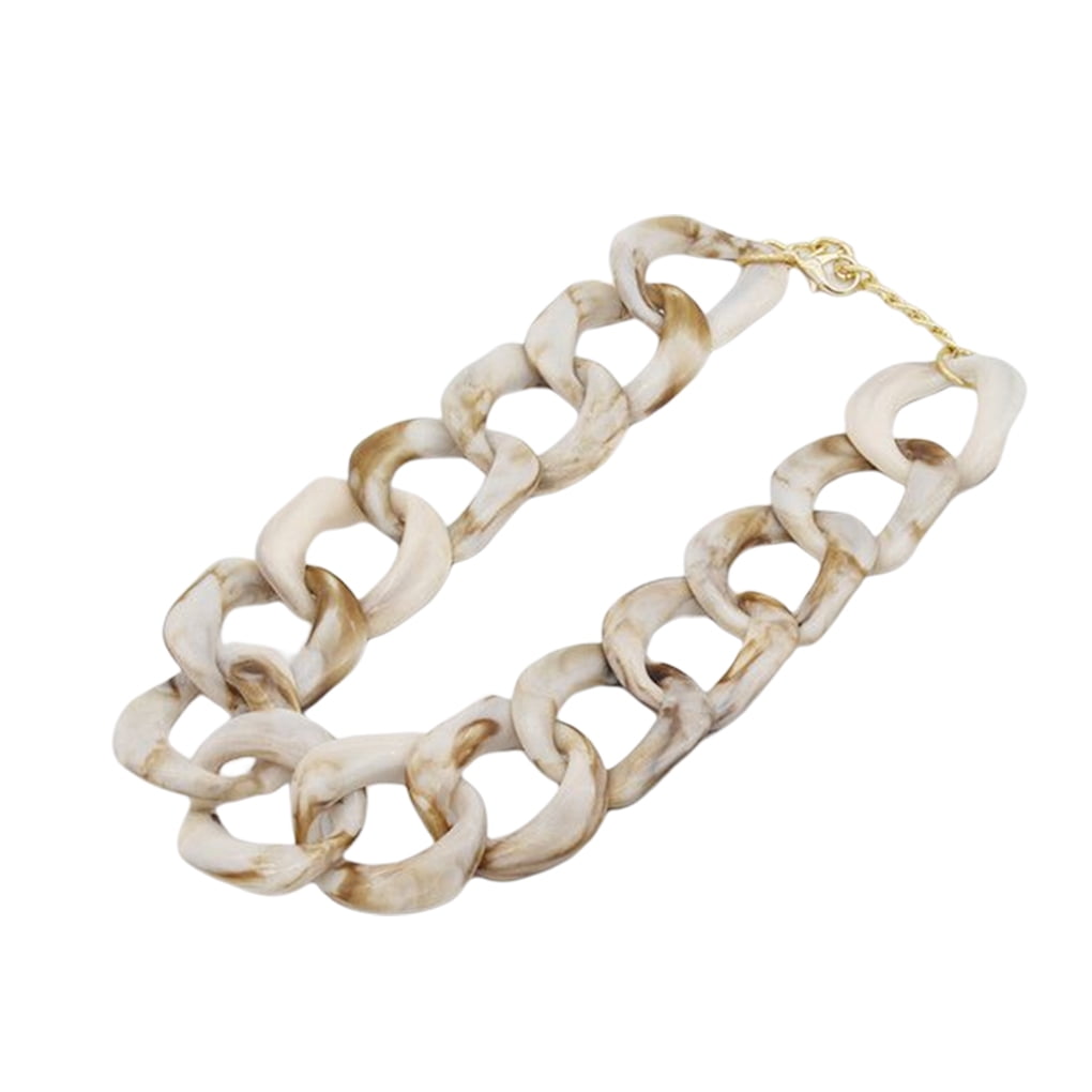 TureClos Retro Choker Necklace Plastic Acrylic Link Fashion Paperclip