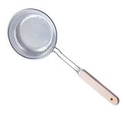TureClos Strainer Spoon Stainless Steel Oil Filter Scoop Hanging Frying Spoon Skimmer for Kitchen, Size 16