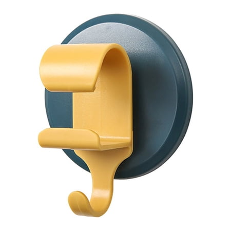 TureClos Wall Hanging Hook Towel Washbasin Storage Rack Self Adhesive Suction Cup Hanger Shelf, Blue+Yellow