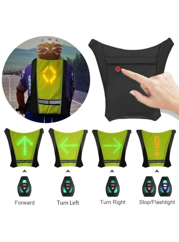 TureClos Wireless Control LED Cycling Vest Night Cycling Remote Control LED Turn Indicator Bike Clothing, Yellow