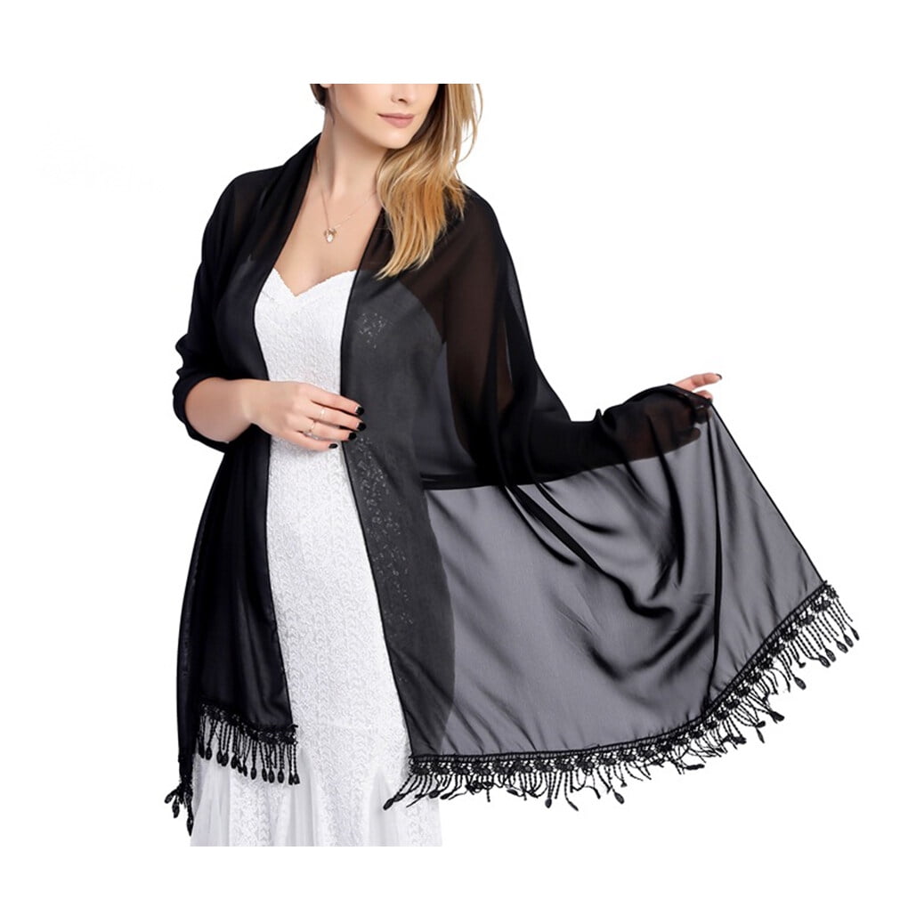 TureClos Women Scarf Elegant Tassel Evening Dresses Shawls Luxury