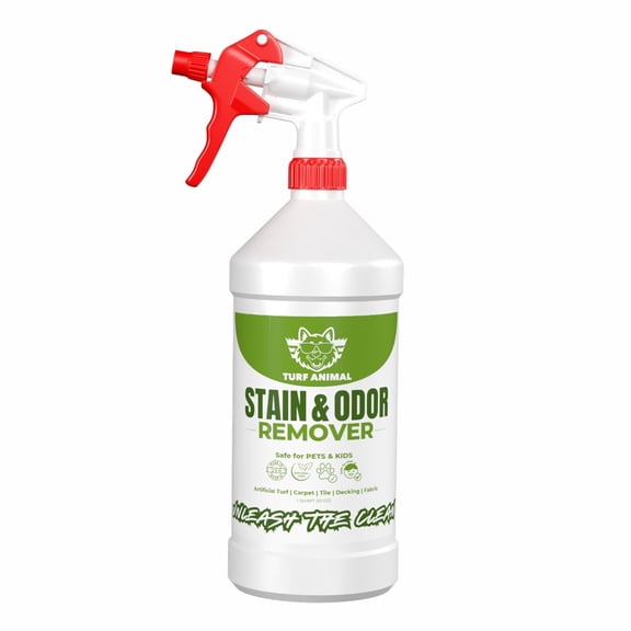 Turf Animal INDOOR Extra Strength Pet Stain & Odor Remover for Strong Odors and Stubborn Stains Natural Enzyme Odor Eliminator for Carpet & Indoor Surfaces Enzymatic Dog Urine Destroyer, 1 Quart