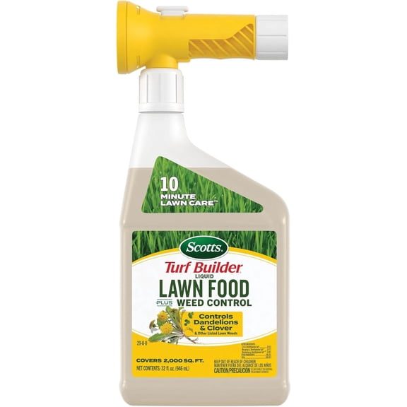 Turf Builder Liquid Lawn Food Plus Weed Control - Weed and Feed Spray, Controls Dandelions, Clover, and Others as Listed, 32 fl. oz.