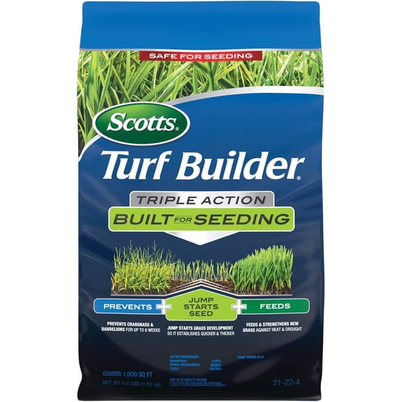 Turf Builder Triple Action Built For Seeding - Weed Preventer and Fertilizer for New Lawns, 1,000 sq. ft., 4.3 lbs.