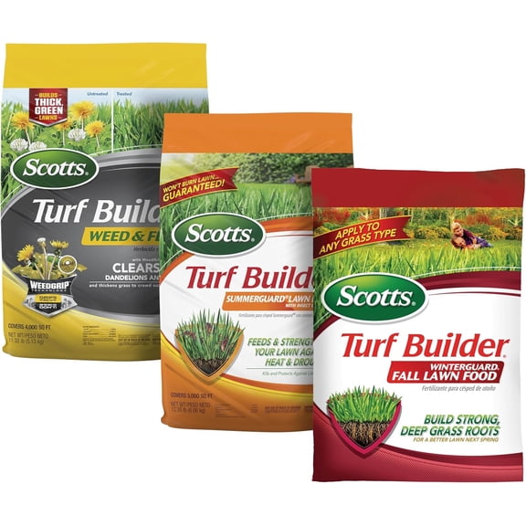 Turf Builder Weed & Feed5, SummerGuard and WinterGuard, 3 Bag Bundle, Small Lawns