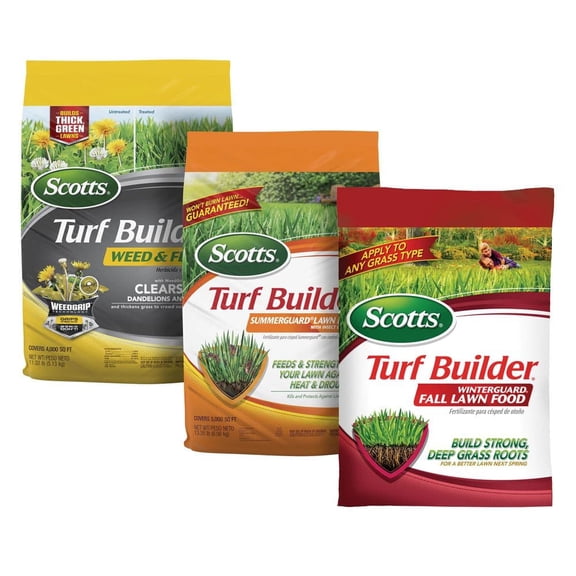 Turf Builder Weed & Feed5, SummerGuard and WinterGuard, 3 Bag Bundle, Small Lawns