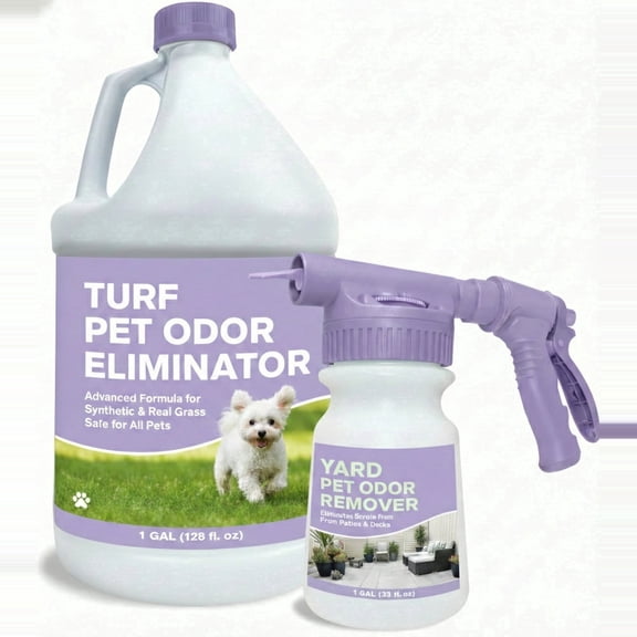 OdorOnyx Turf Pet Odor Eliminator Enzyme Cleaner for Outdoor Surfaces, 1 Gallon with Spray Attachment
