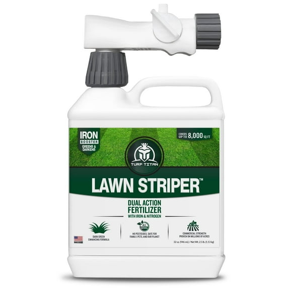 Turf Titan Lawn Striper Hose End - Iron & Nitrogen, Natural Fertilizer - 32 oz, 6,000 Sq Ft