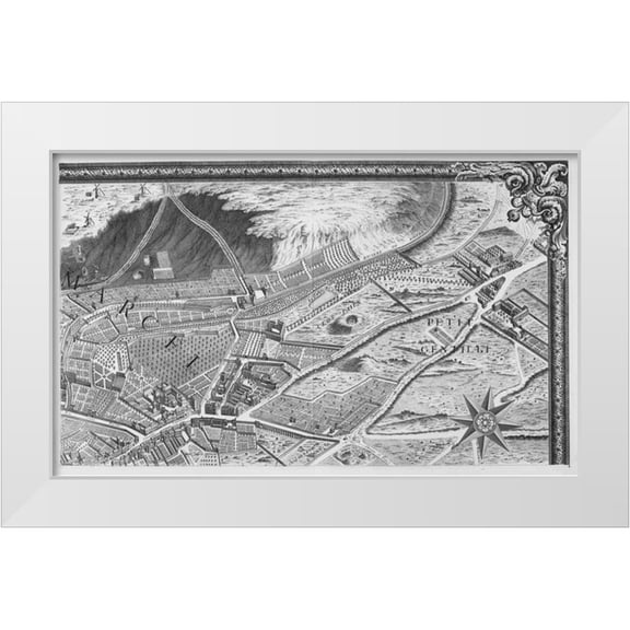 Turgot, Michel-Etienne  14x10 White Modern Wood Framed Museum Art Print Titled - Paris 1739 Sectional map