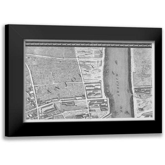Turgot, Michel-Etienne 24x16 Black Modern Framed Museum Art Print Titled - Paris 1739 Sectional map