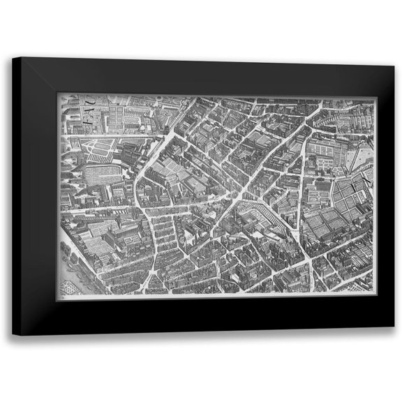 Turgot, Michel-Etienne 24x17 Black Modern Framed Museum Art Print Titled - Paris 1739 Sectional map