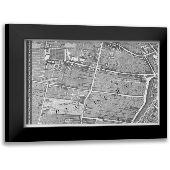 Turgot, Michel-Etienne 24x17 Black Modern Framed Museum Art Print Titled - Paris 1739 Sectional map