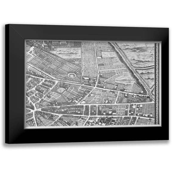 Turgot, Michel-Etienne 24x17 Black Modern Framed Museum Art Print Titled - Paris 1739 Sectional map