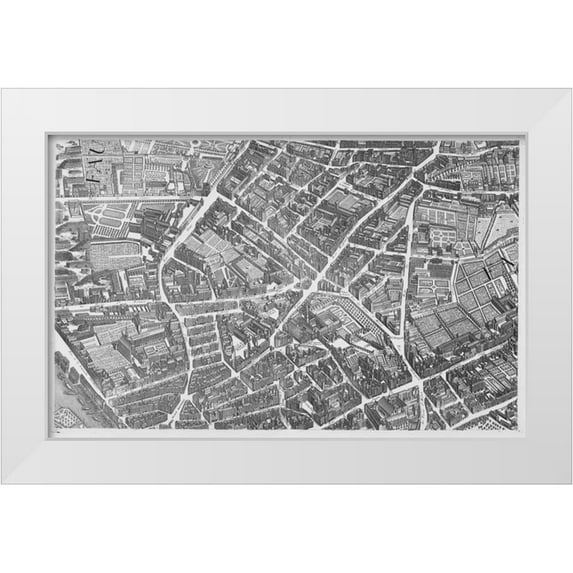 Turgot, Michel-Etienne 24x17 White Modern Wood Framed Museum Art Print Titled - Paris 1739 Sectional map
