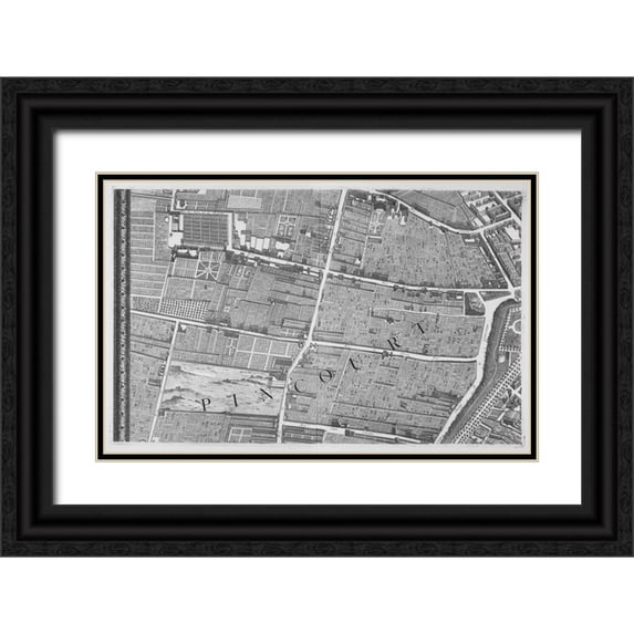 Turgot, Michel-Etienne 32x22 Black Ornate Wood Framed with Double Matting Museum Art Print Titled - Paris 1739 Sectional map