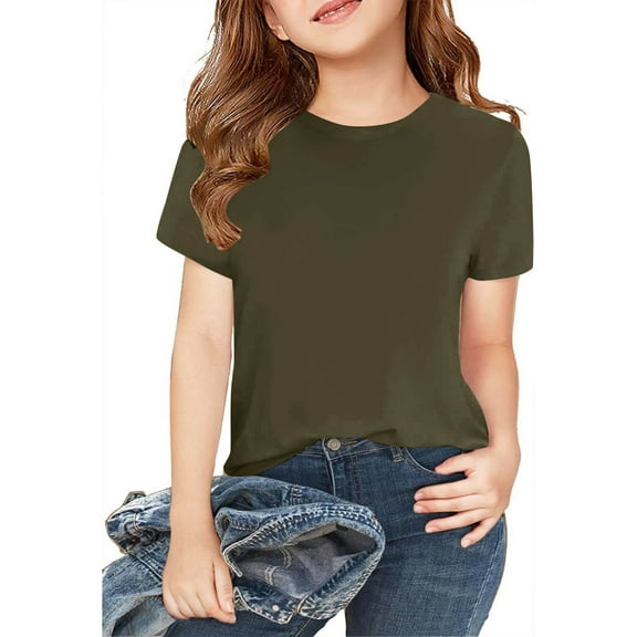 Turilly 3 Pack Girls Shirts Short Sleeve Shirt Girls T Shirts Soft Basic Tees Kids Tshirts Solid Summer Top T-Shirt