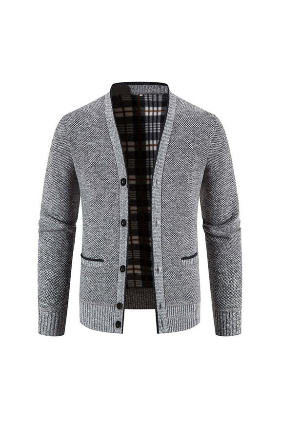 Big and Tall Men Sweater Coats Casual Fashion Button Long Sleeve Cardigan Pocket Elasticity Sweater Base Layer Knit Tops