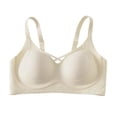 thumbnail image 1 of Turilly Bras Womens Ribbed Round Neck Wireless Bra With Thin Straps And Center Cutout Everyday Bras, 1 of 5