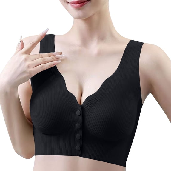 Turilly Bras Womens Solid Color Front Closure Bra Wireless Push Up Breathable Everyday Wear Everyday Bras