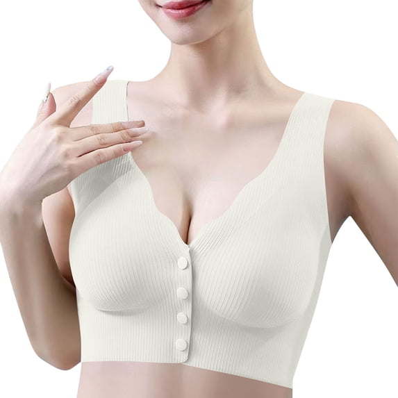 Turilly Bras Womens Solid Color Front Closure Bra Wireless Push Up Breathable Everyday Wear Everyday Bras