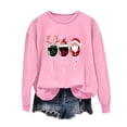 thumbnail image 1 of Turilly Christmas Sweatshirts Pullover for Women Fashion Printed Long Sleeve Top Loose Fit Sweatshirts Pink XL, 1 of 5