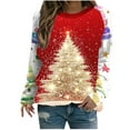 thumbnail image 1 of Turilly Christmas Tree Printed Sweatshirts for Women Loose Fit Round Neck Sweatshirt, 1 of 4