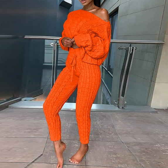 Turilly Clothes Sets for Women 2 Piece Women's Fashion Casual Solid Color Shirts Long Sleeve Round-Neck Blouses Set