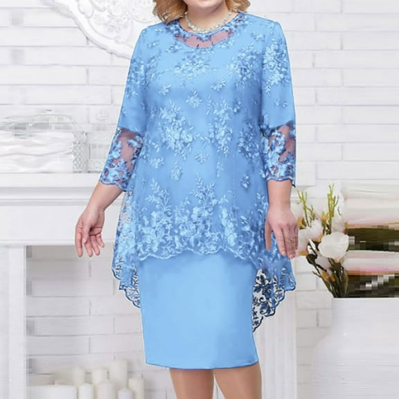 Turilly Clothes Sets for Women 2 Piece Women's Plus Size Evening Dress Lace Embroidery Two Piece Set Temperament Fit Dress