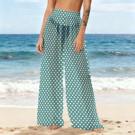 Turilly Cover Up Pants for Swimwear Women Chiffon Lightweight Sun Protection Beach Pants Wide Leg Bohemian Pants