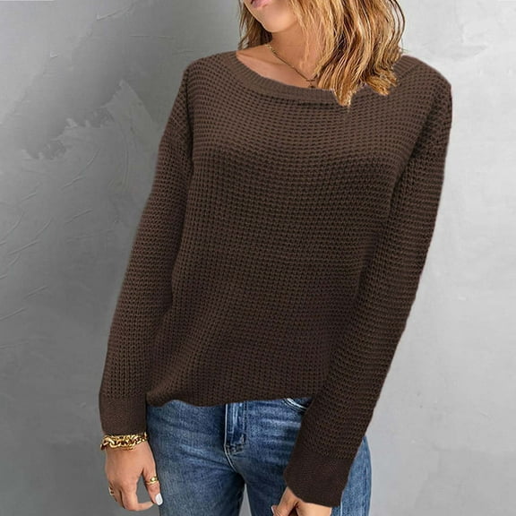 Turilly Fall Fashion Women's Round Neck Long Sleeve Casual Pullover Blouse Sweater