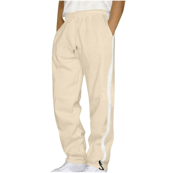 Turilly Fashion Mens Striped Sweatpants Patchwork Casual Pocket Sport Work Casual Trouser Drawstring Full Length Pants