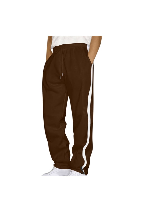 Fashion Mens Striped Sweatpants Patchwork Casual Pocket Sport Work Casual Trouser Drawstring Full Length Pants