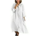 thumbnail image 1 of Turilly Fashion Women AutumnSolid Causal Turndown Collar Long Sleeve Vacation Button Dress, 1 of 5
